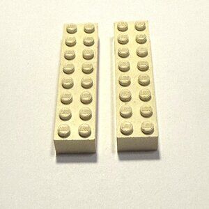 Vintage 1980's Lego Parts - White 2x8 - 2 Pieces (LGP-08)